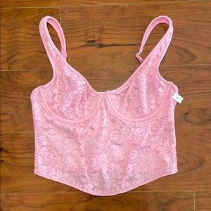 NWT Victoria's Secret PINK Baby Pink Lace Corset Top Lingerie Bra